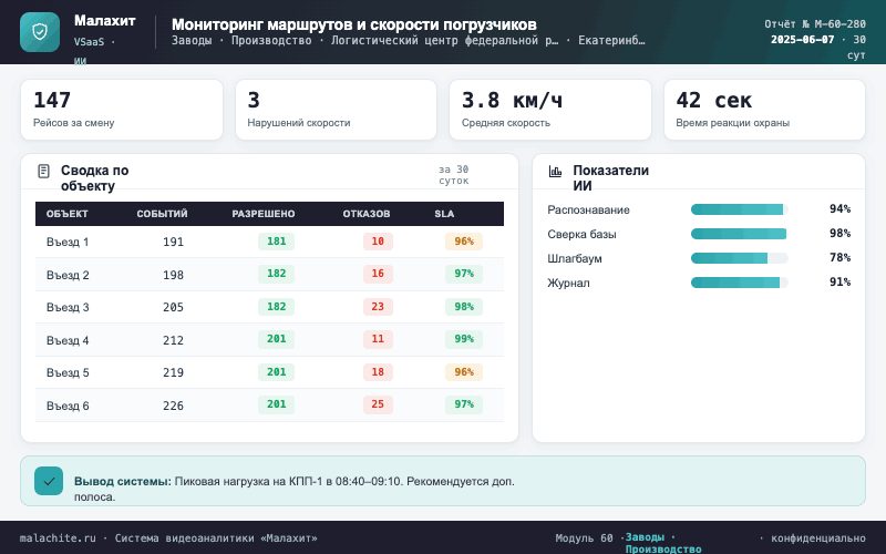 Отчёт за период — Система Малахит