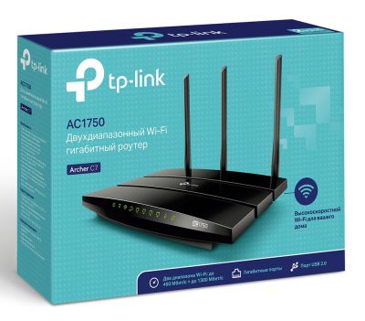 Роутер беспроводной TP-Link Archer C7 AC1750 10/100/1000BASE-TX/4G ready черный 